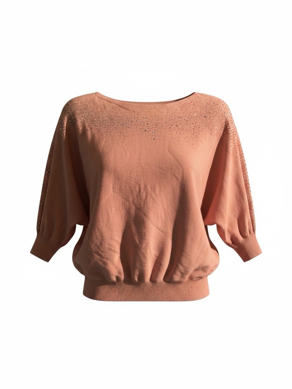 Women's Scoop Neck Embellished Sweater - Peach
